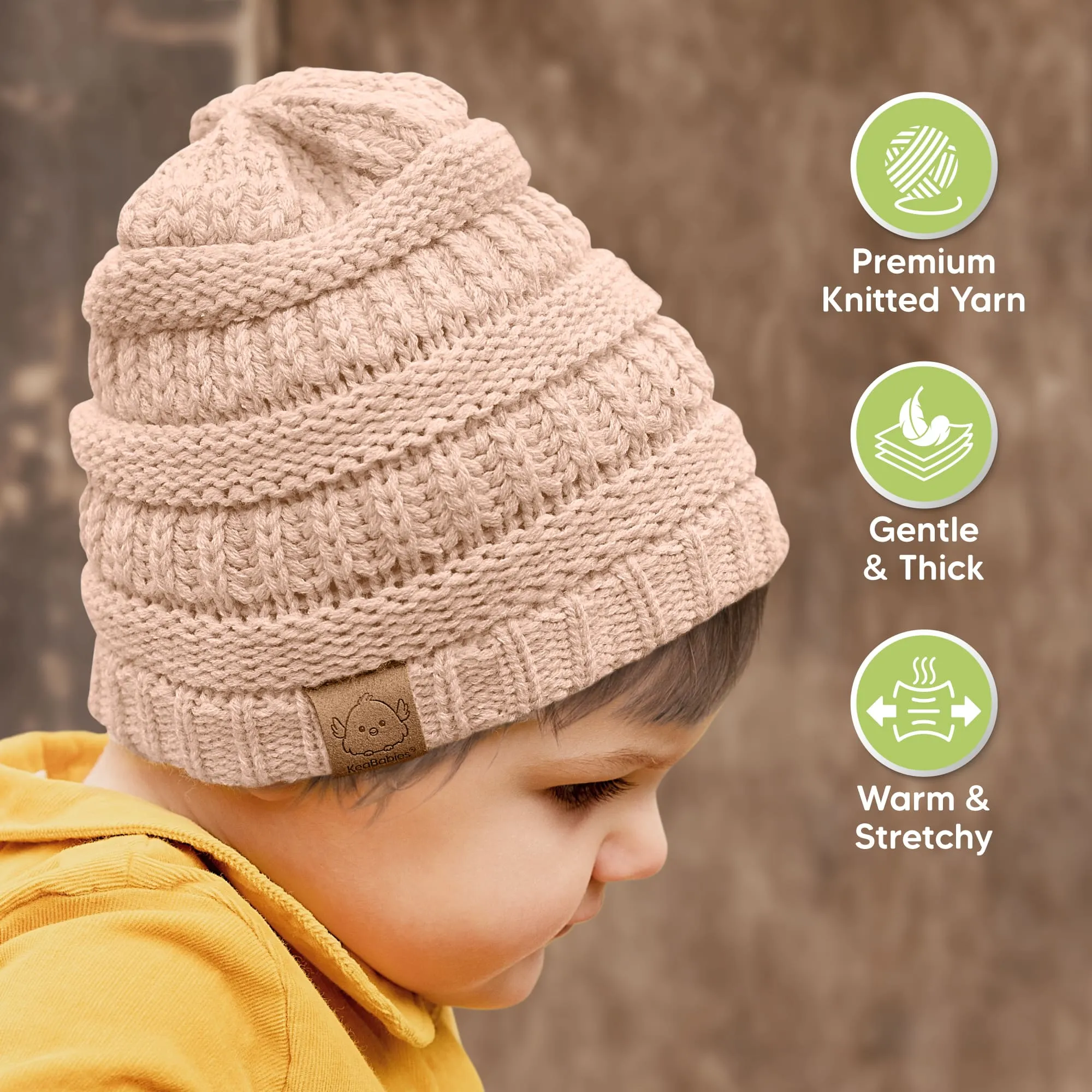 3-Pack Warmzy Baby Beanies (Tea Rose, M)