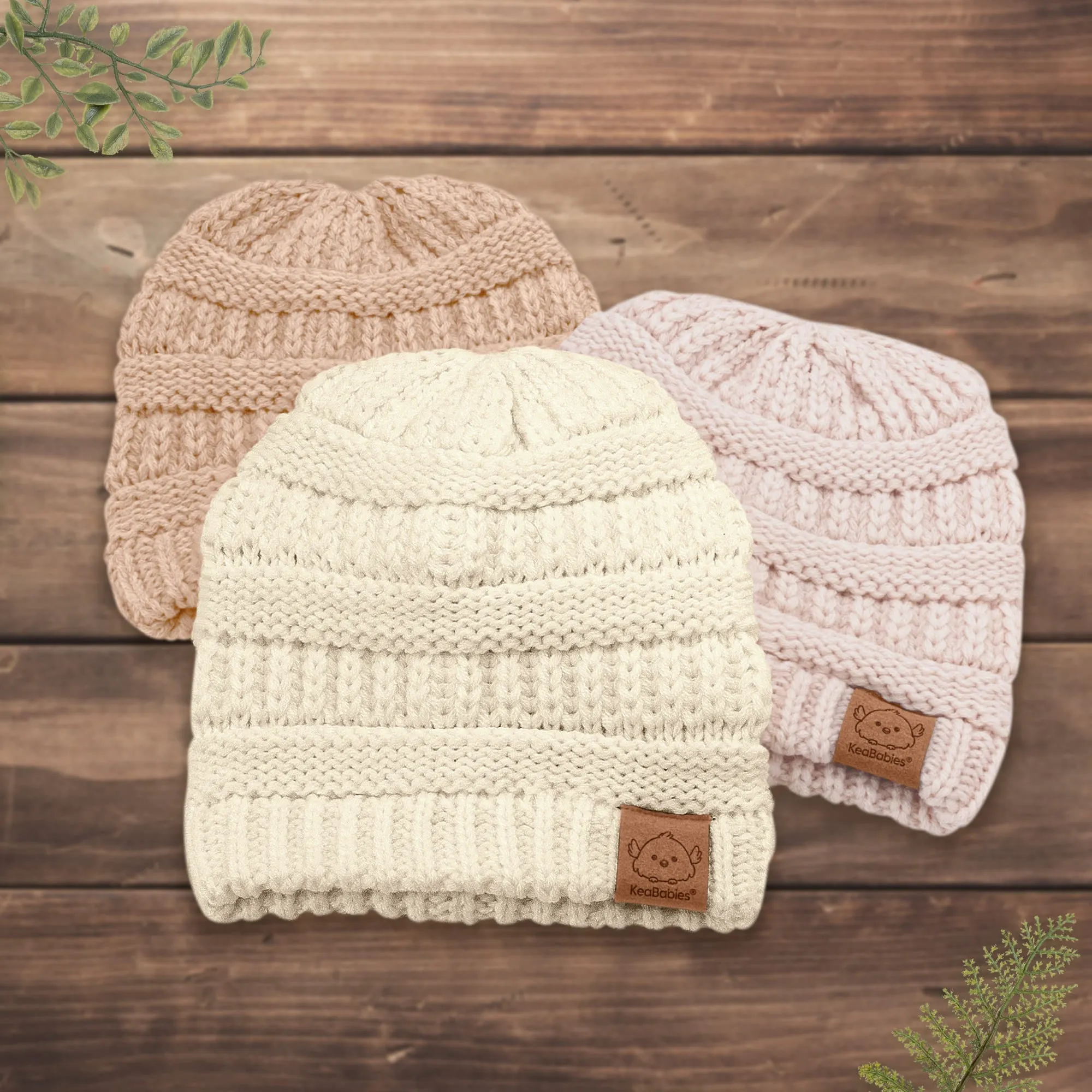 3-Pack Warmzy Baby Beanies (Tea Rose, M)