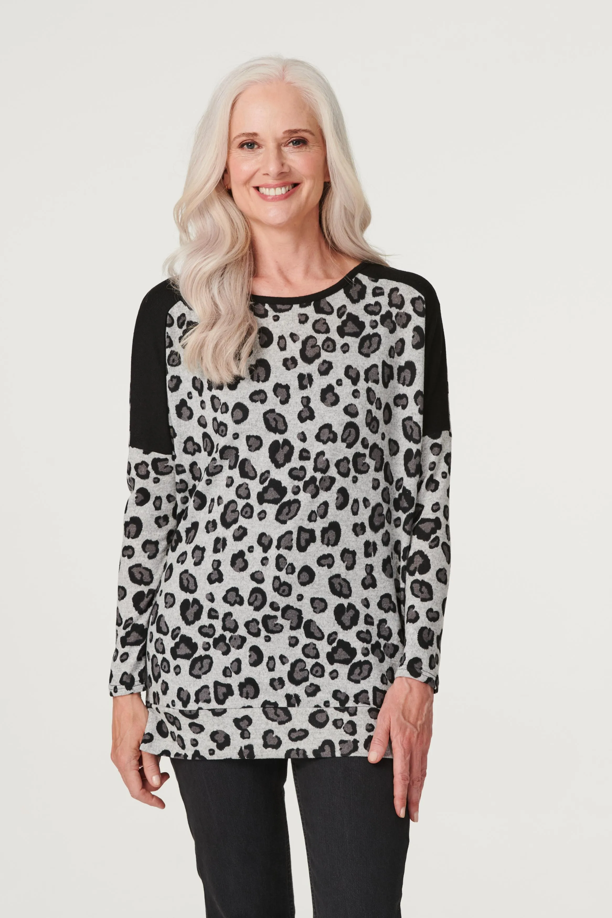 Animal Print Longline Jumper