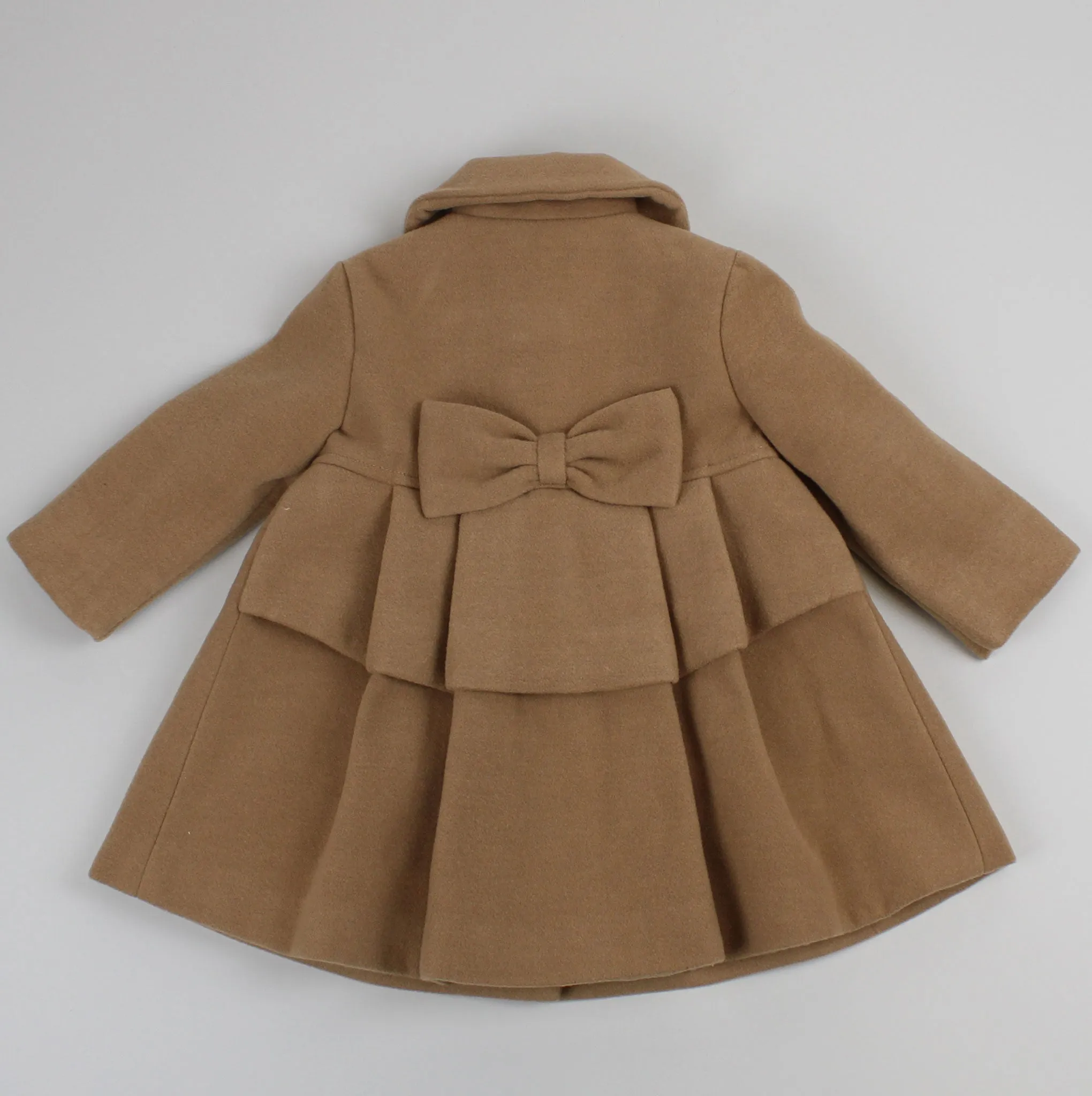 Baby Girls Pea Coat With Collar - Brown