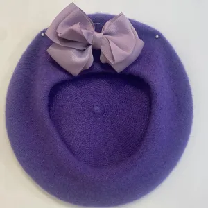 Beret with Bow - Lilac