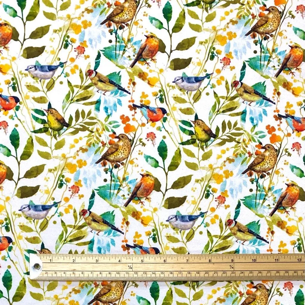 Birds in the Forest French Terry Fabric