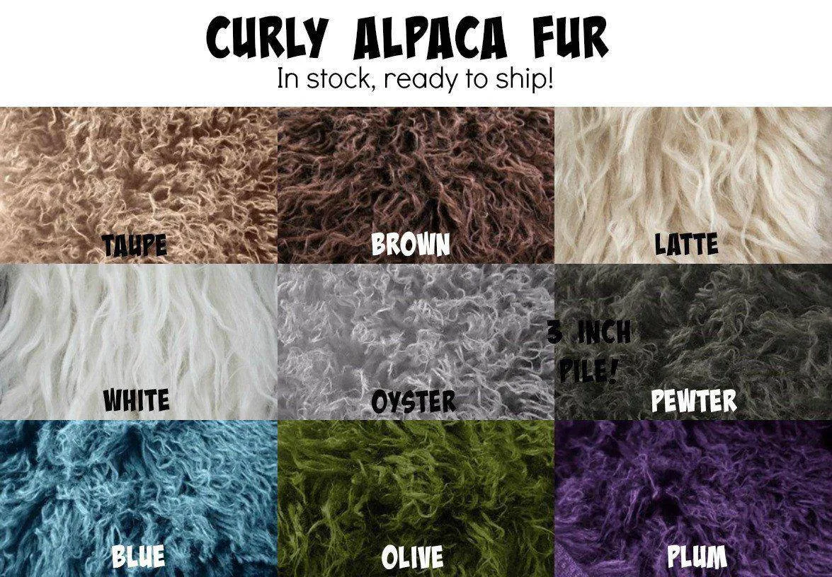 Blue Faux Flokati Alpaca Fur Rug