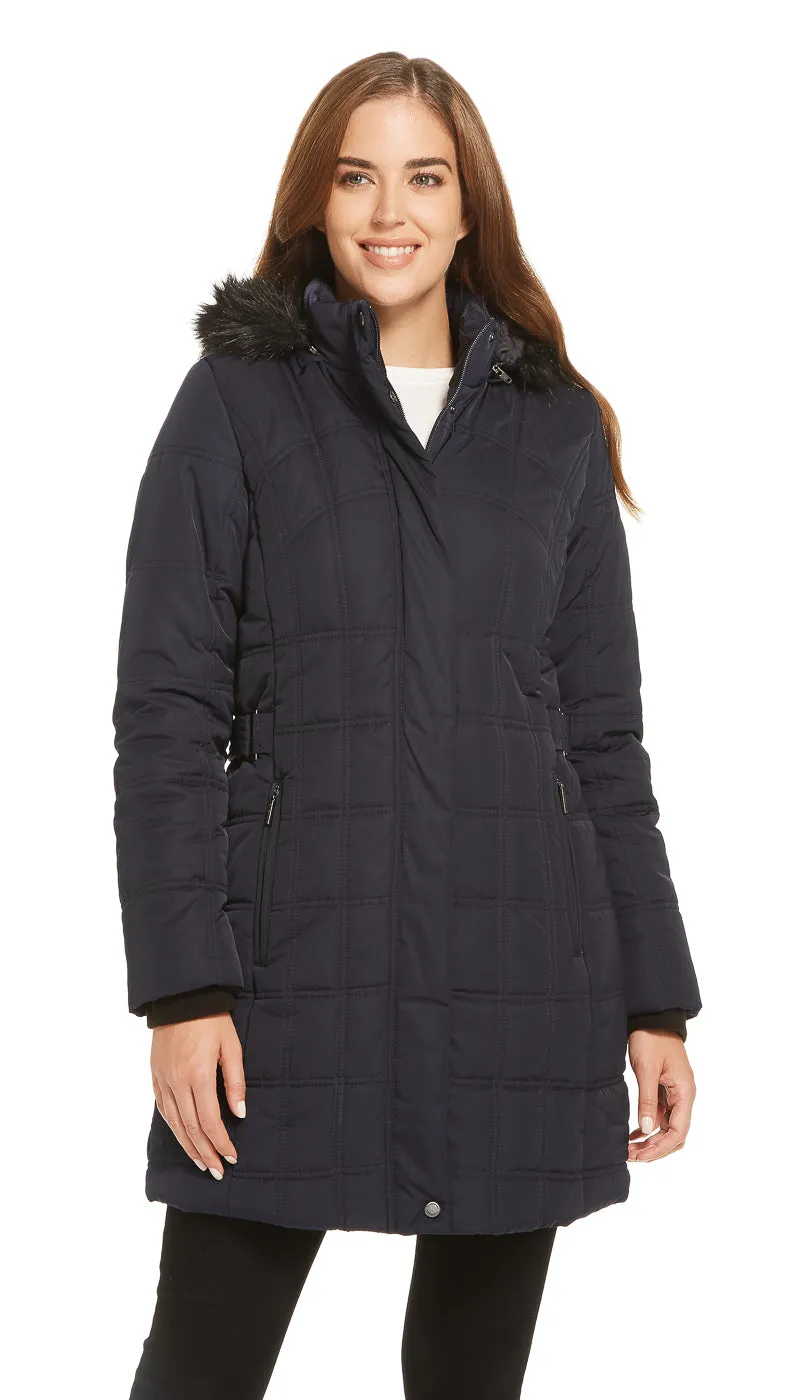 BOX QUILTED 3/4 PUFFER