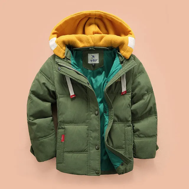 Boys Casual Warm Hooded Puffer Jacket