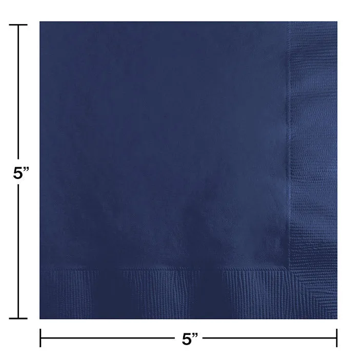 Bulk Navy Blue Beverage Napkins 3 ply (500 per Case)