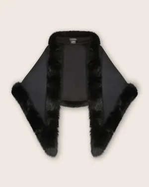 Capri Fur Trimmed Cashmere Shawl