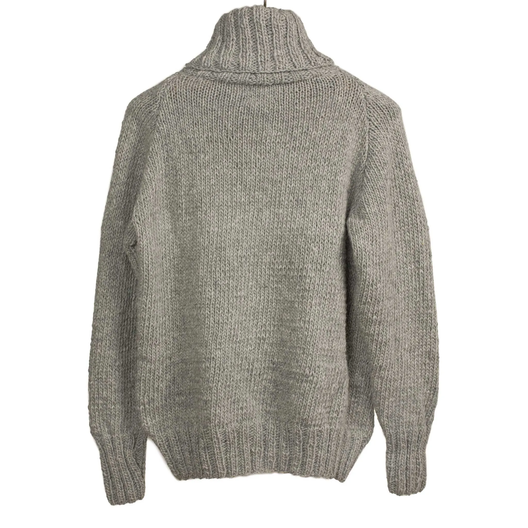 Chamula handknit turtleneck sweater in Pearl Grey merino wool