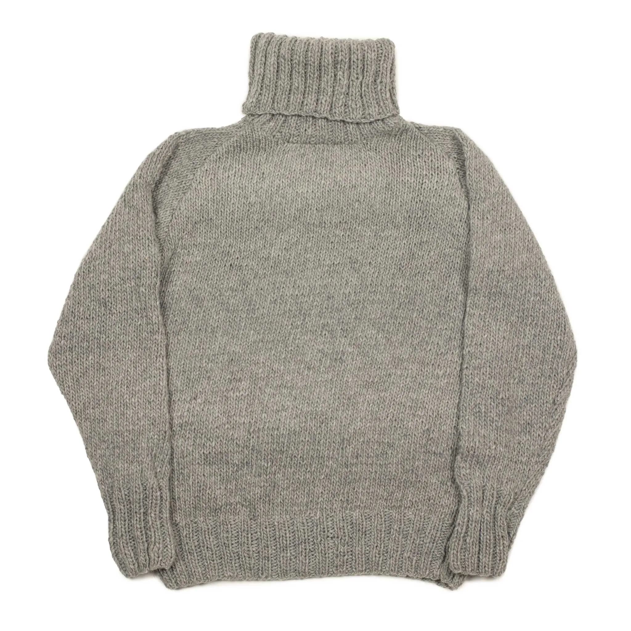 Chamula handknit turtleneck sweater in Pearl Grey merino wool