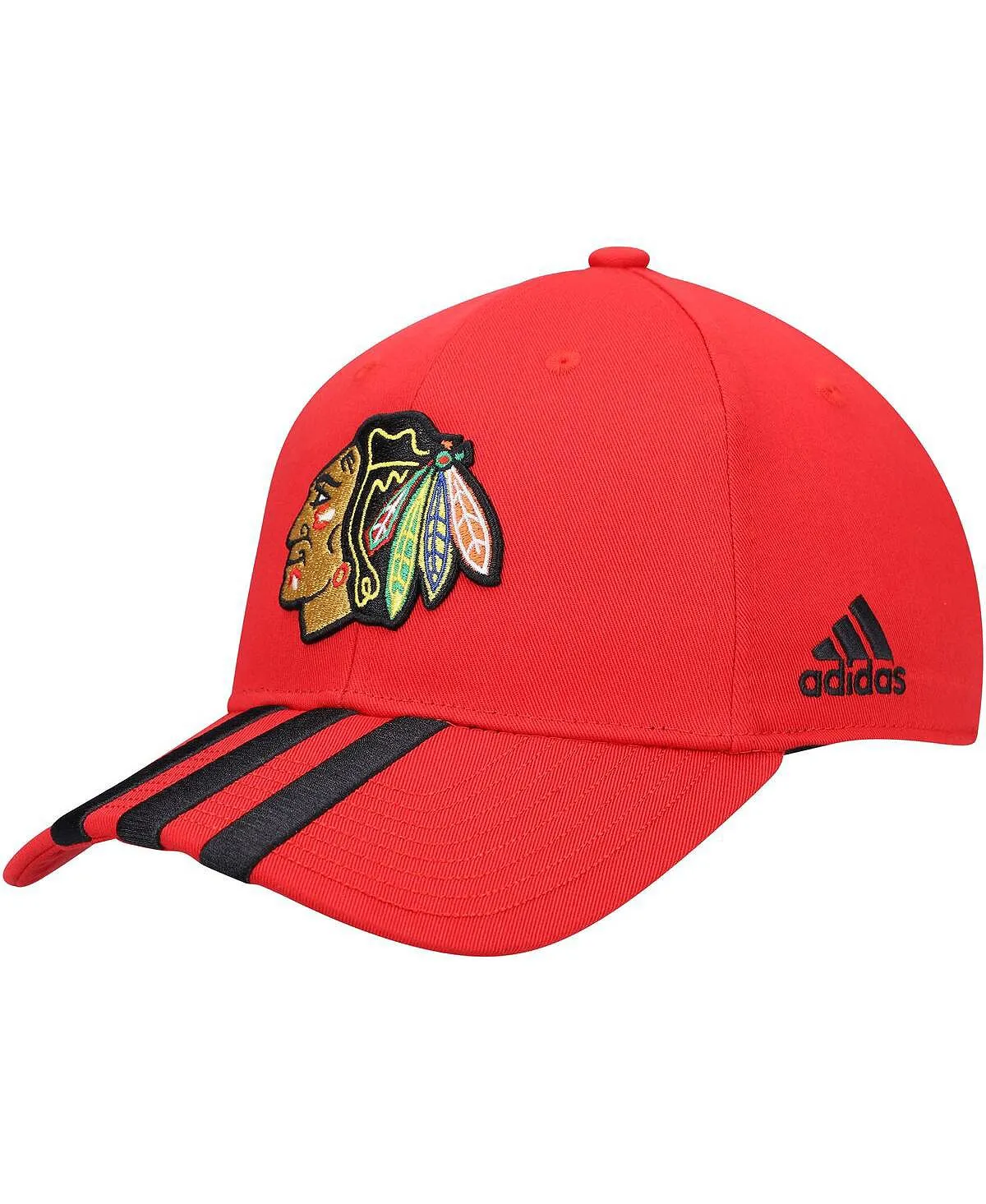 Chicago Blackhawks adidas Men's Red Three Stripes Adjustable Locker Room Cap