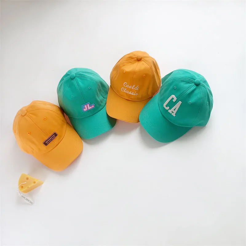 Children's baseball cap cotton soft top letter baby cap summer boys and girls sun protection hat