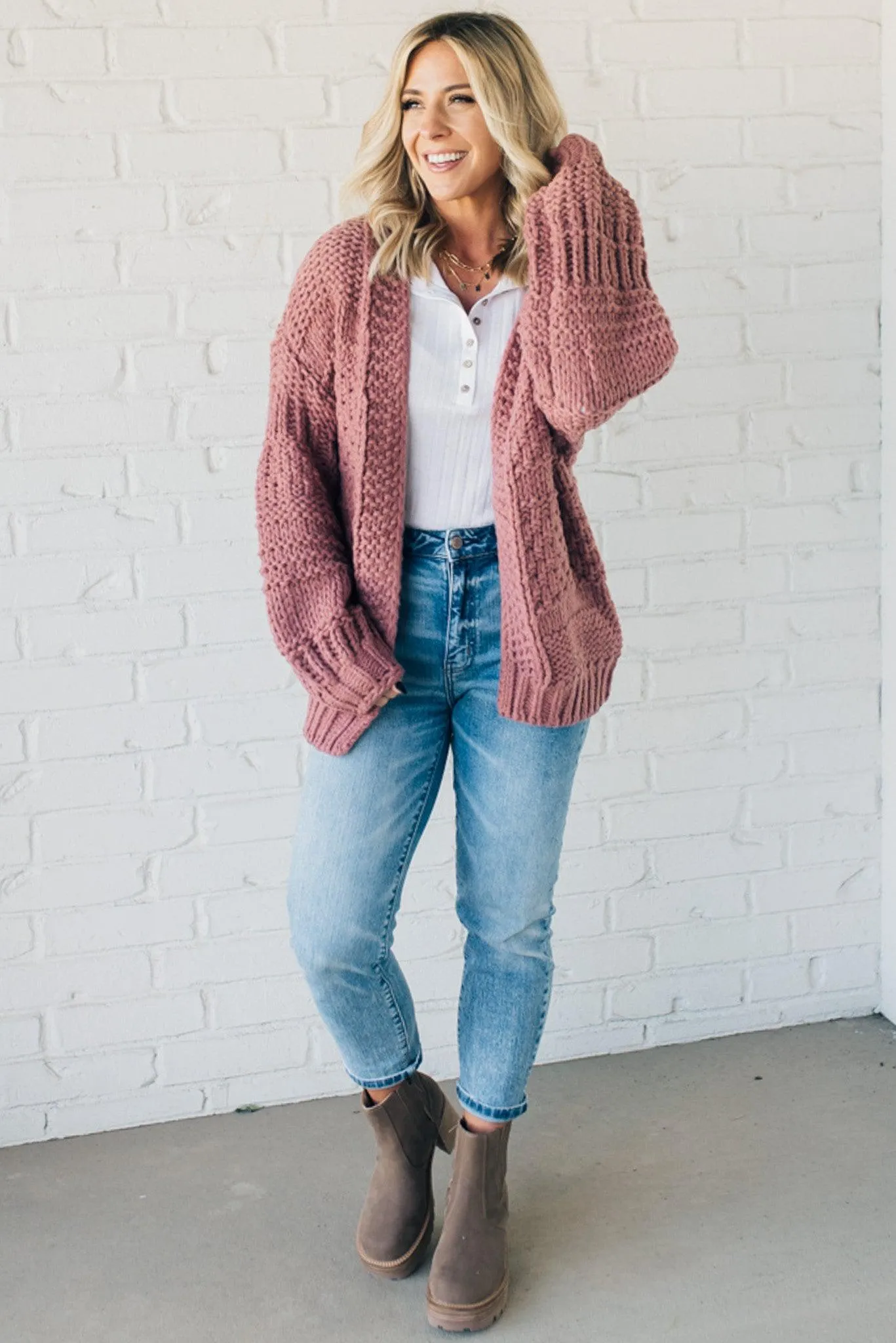 Chunky Mix Weave Cardigan