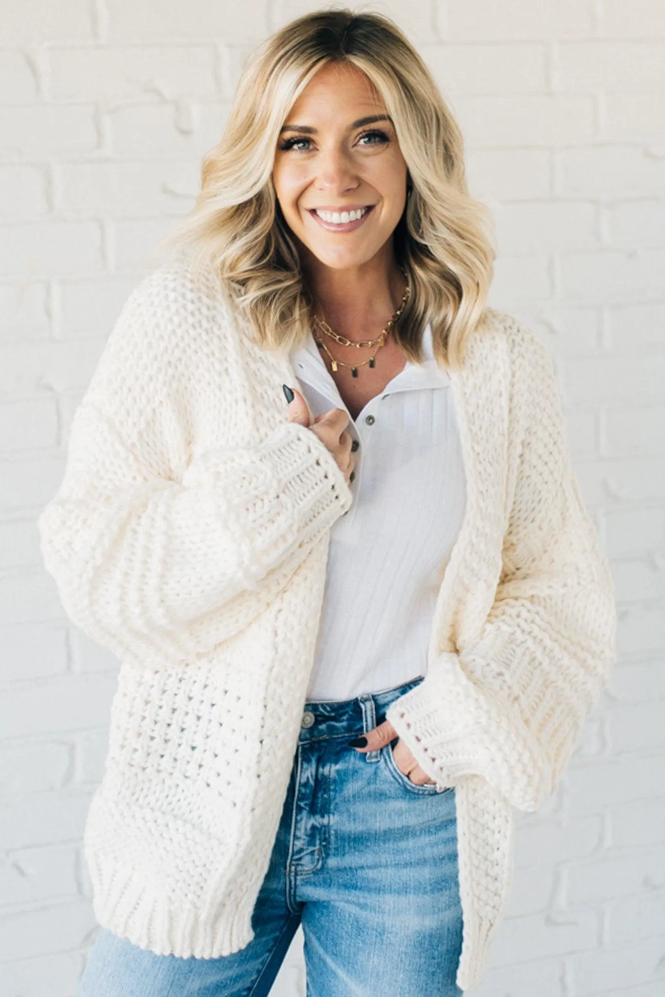 Chunky Mix Weave Cardigan