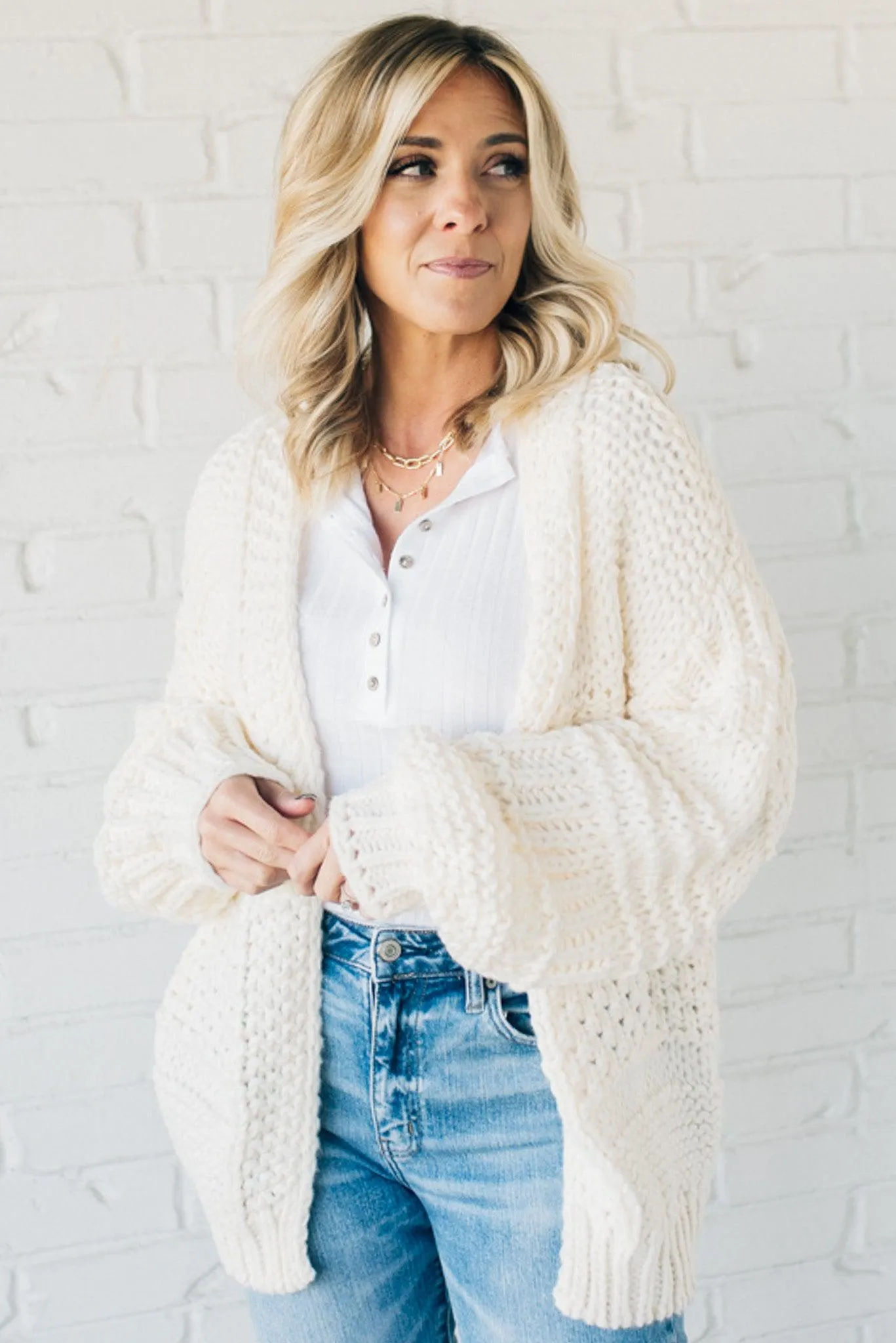 Chunky Mix Weave Cardigan