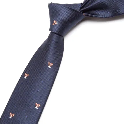 Classy Men Blue Chihuahua Skinny Tie