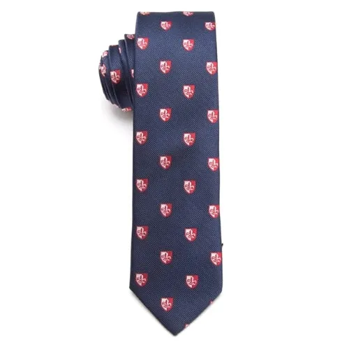 Classy Men Blue Fleur De Lis Skinny Tie