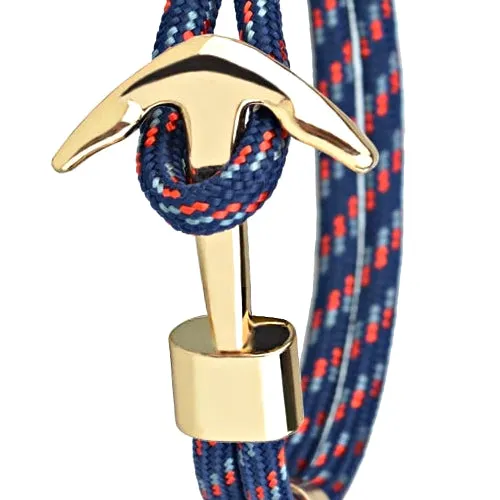 Classy Men Dark Blue Gold Anchor Bracelet