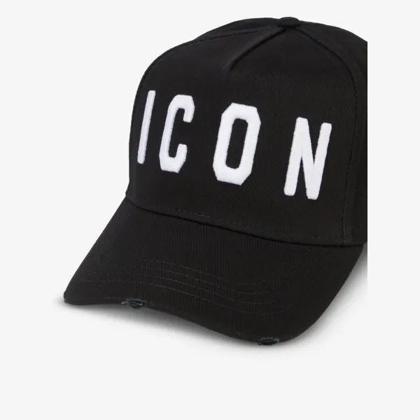 Cotton baseball cap with embroidery Icon Dsquared2, color nero bianco