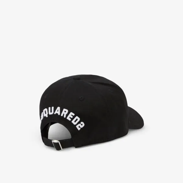 Cotton baseball cap with embroidery Icon Dsquared2, color nero bianco