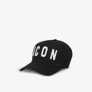 Cotton baseball cap with embroidery Icon Dsquared2, color nero bianco