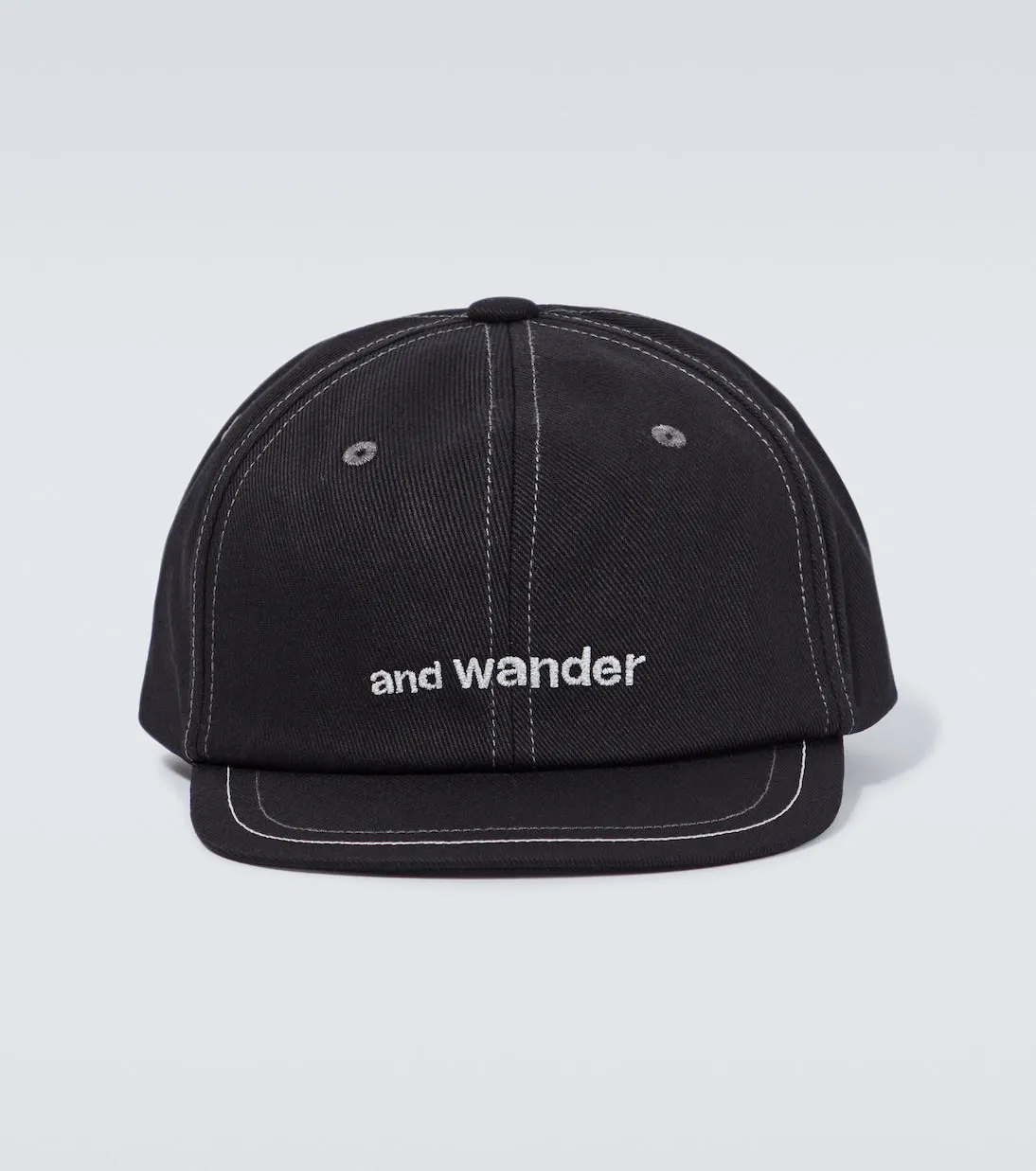 Cotton twill cap with And Wander logo, black