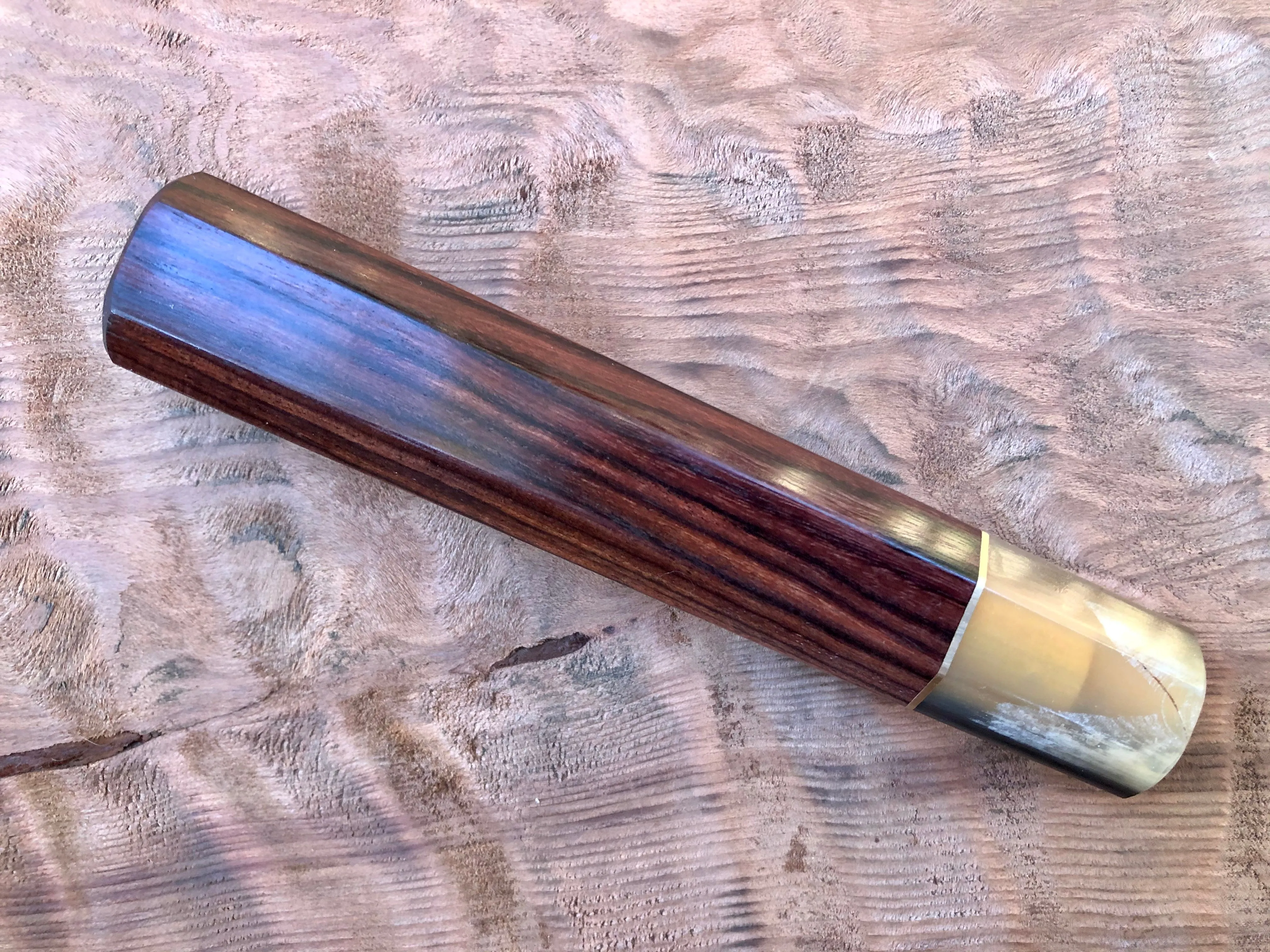 Custom Japanese Knife Handle - Kingwood and blonde