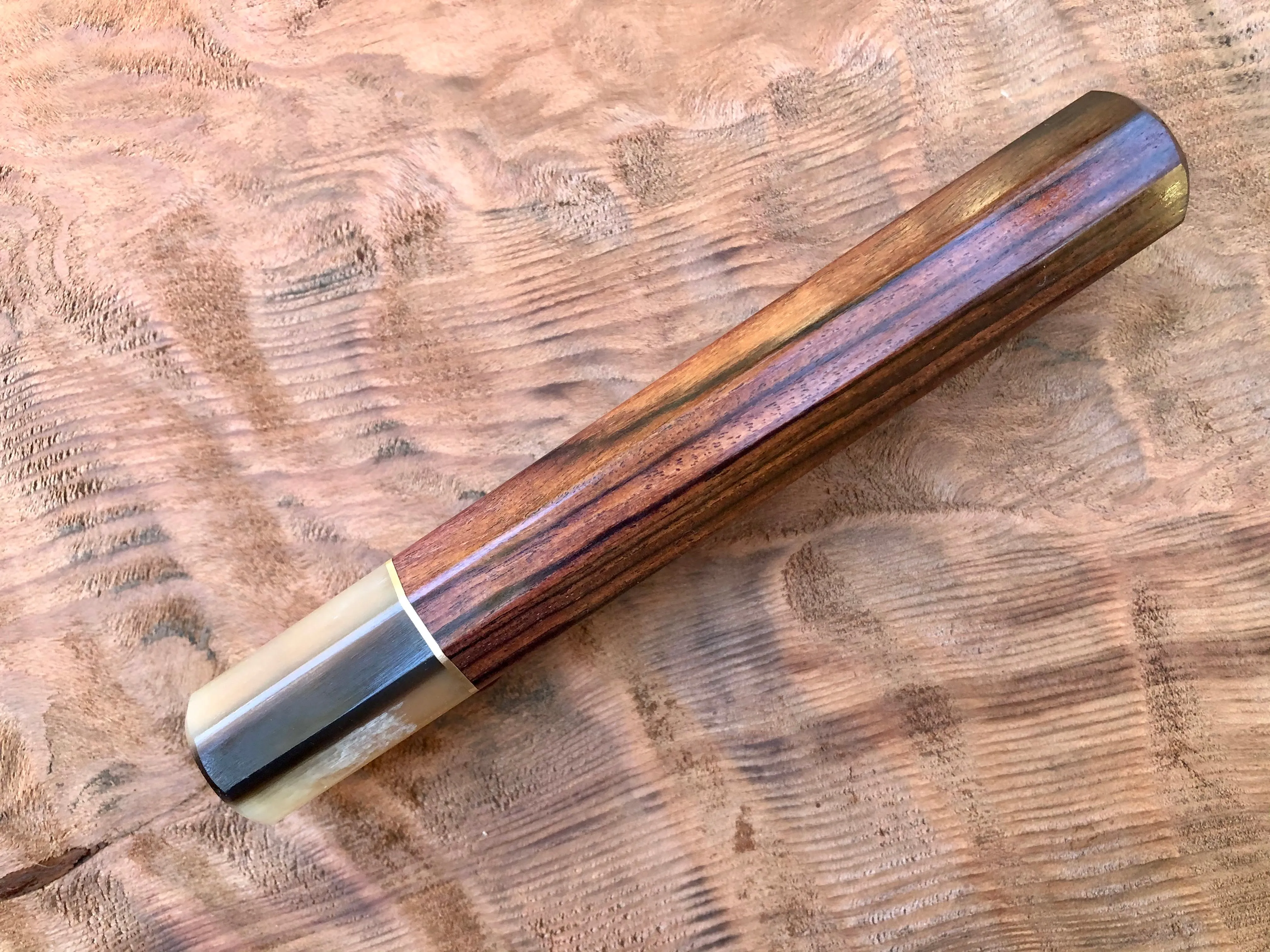 Custom Japanese Knife Handle - Kingwood and blonde