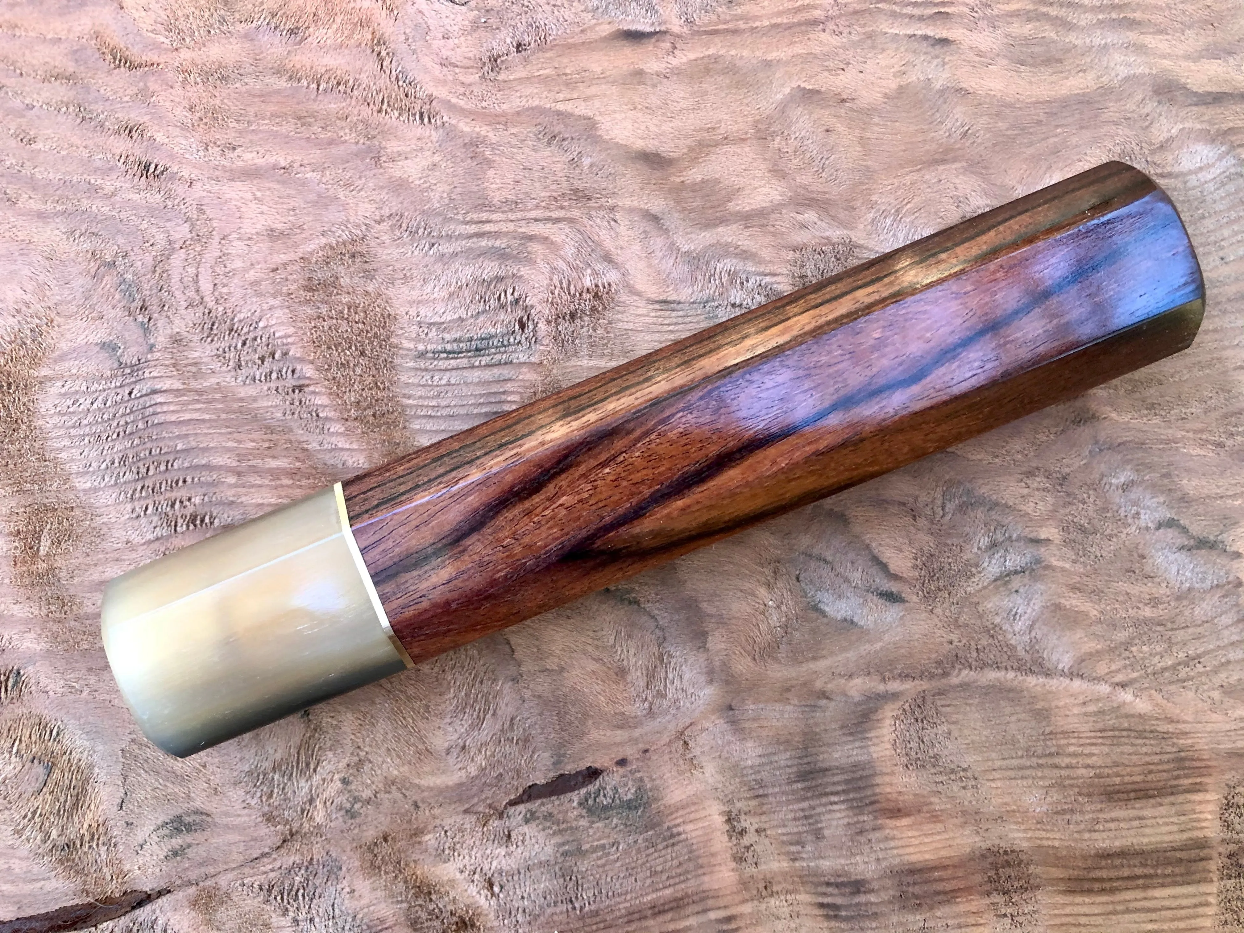 Custom Japanese Knife Handle - Kingwood and blonde