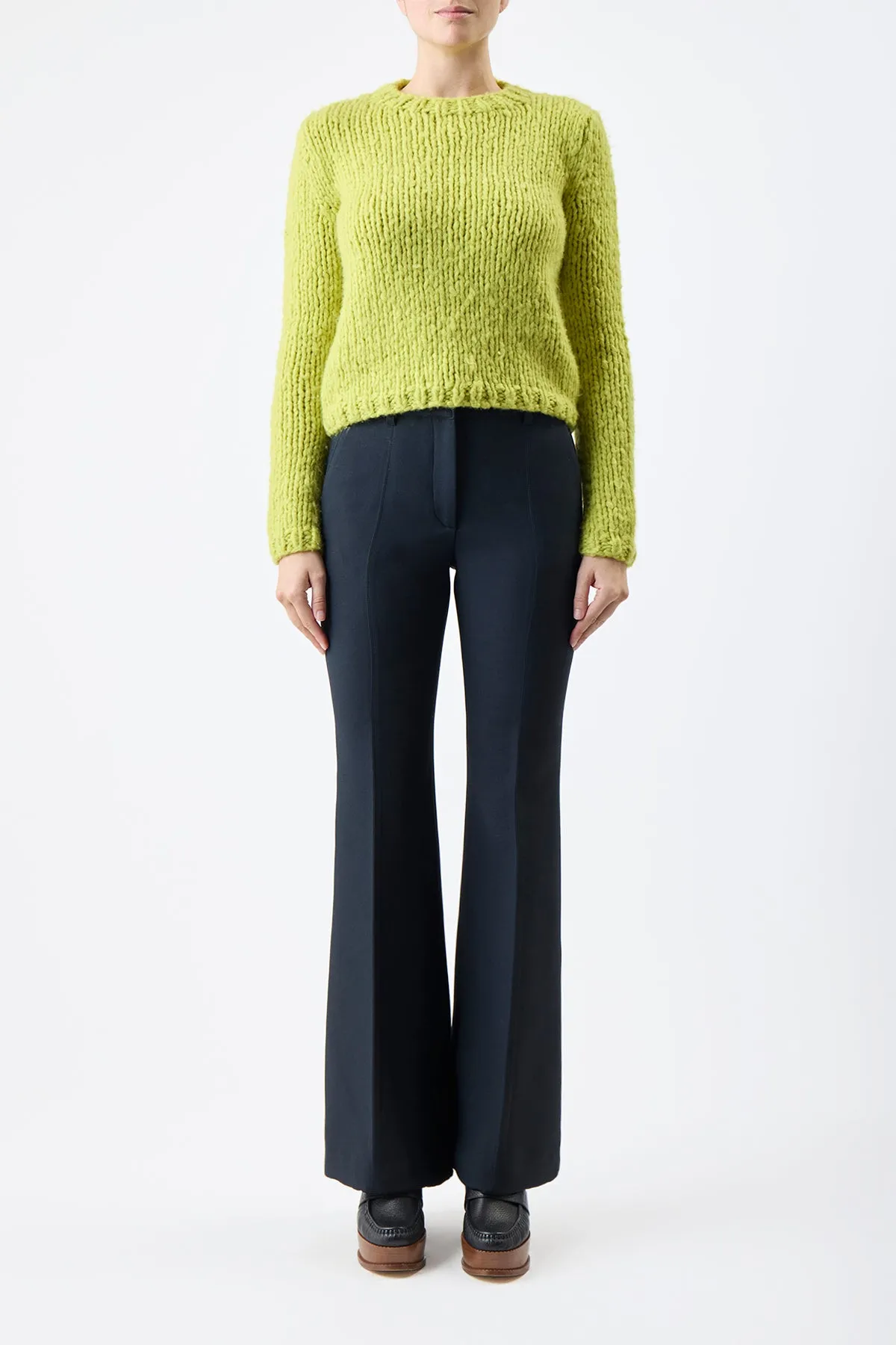 Dalton Knit Sweater in Lime Adamite Welfat Cashmere