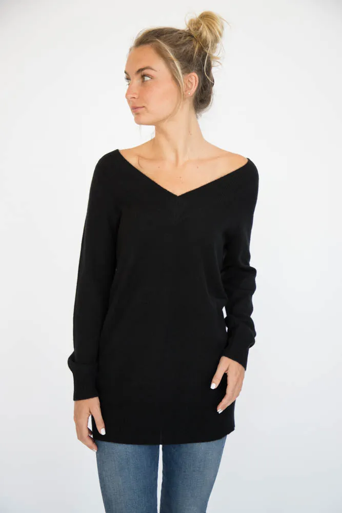 Eleis Collective -Double V Neck Tunic - Black