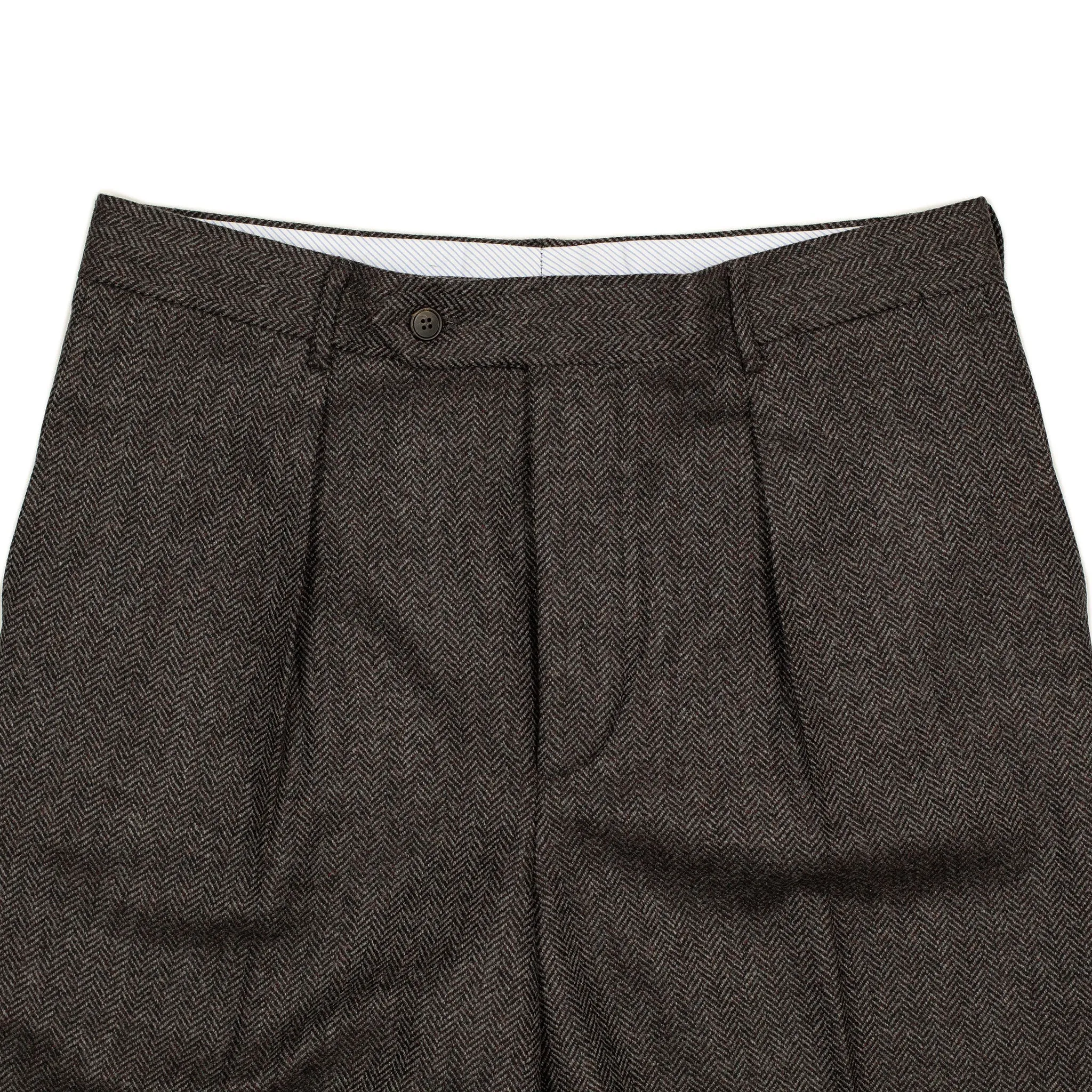 Exclusive Manhattan pleated high-rise wide trousers in grey herringbone (restock)