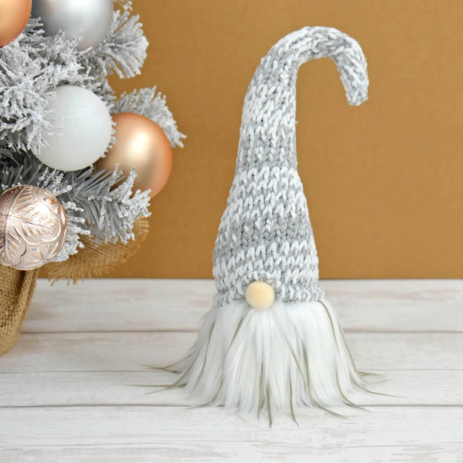 Fabric Gonk Grey Tall Bendy Hat Christmas Gnome Decoration 30cm