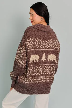 Fair Isle Jacquard Oversized Sweater Pullover