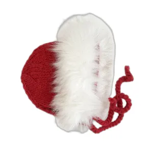 Faux Fur Bonnet, Red