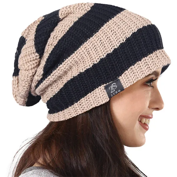 FORBUSITE Women Knit Striped Beanie Baggy Hats B09