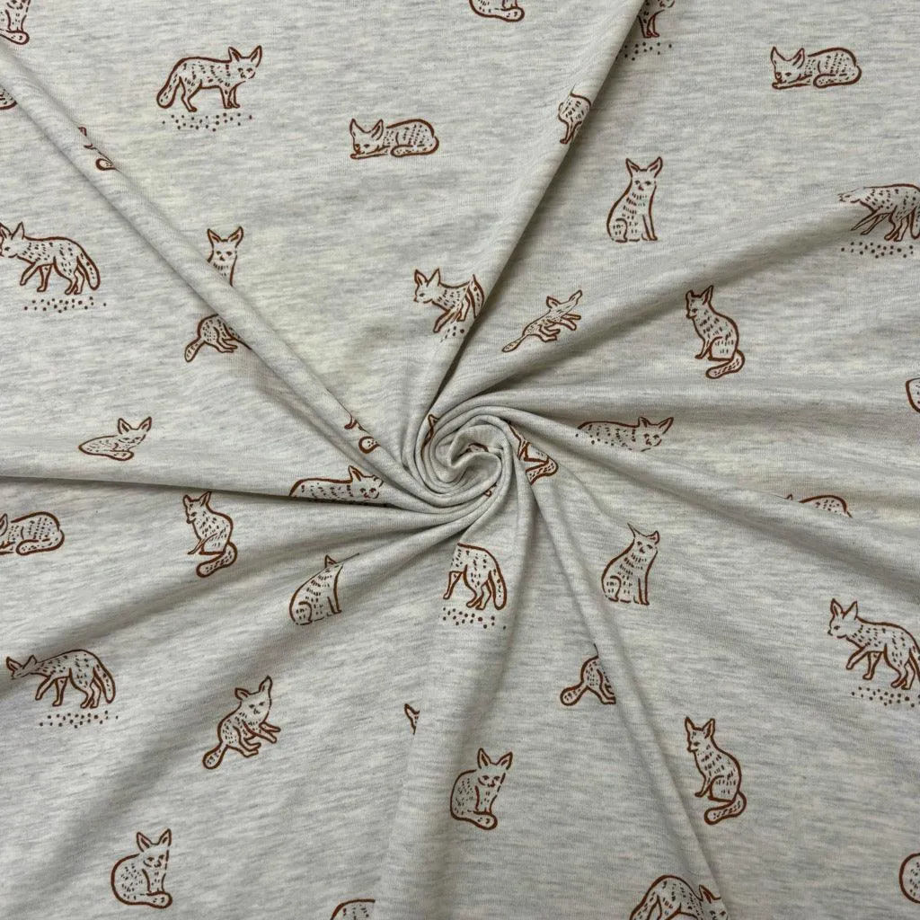 Foxes Melange Cotton Jersey Fabric