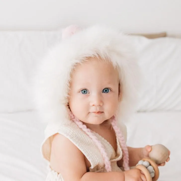 Fur Bonnet in Blush Pink for Babies, Toddlers & Kids