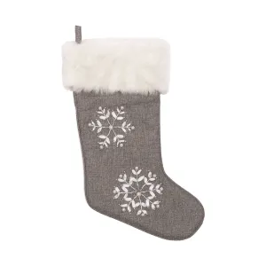 Fur Trimmed Snowflake Stocking