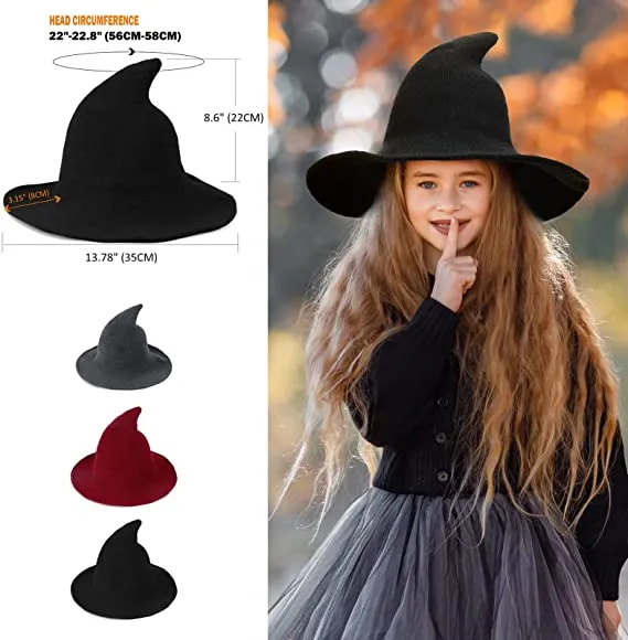 Halloween Women Witch Hat Wool Knitted Adjustable