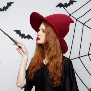 Halloween Women Witch Hat Wool Knitted Adjustable