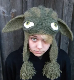 Hand Crochet Yoda Earflap Hat