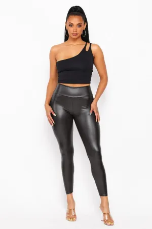 High Rise Faux Leather Matte Leggings