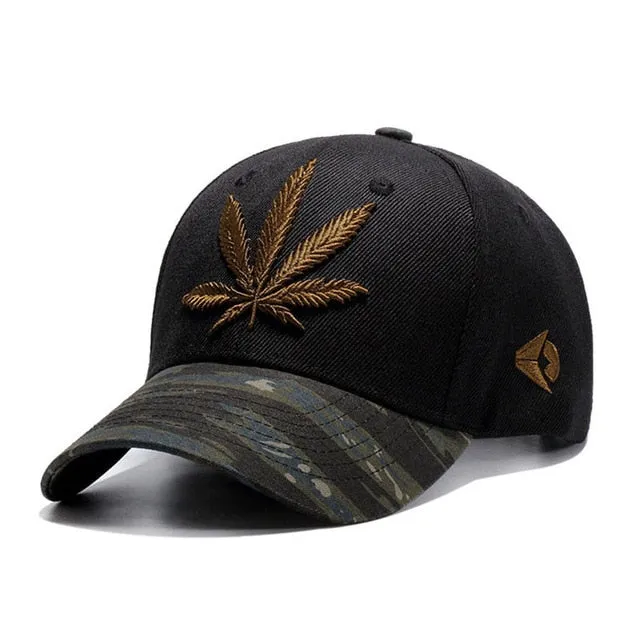 Hip Hop Camouflage Leaf Embroidery Baseball Snapback Cap