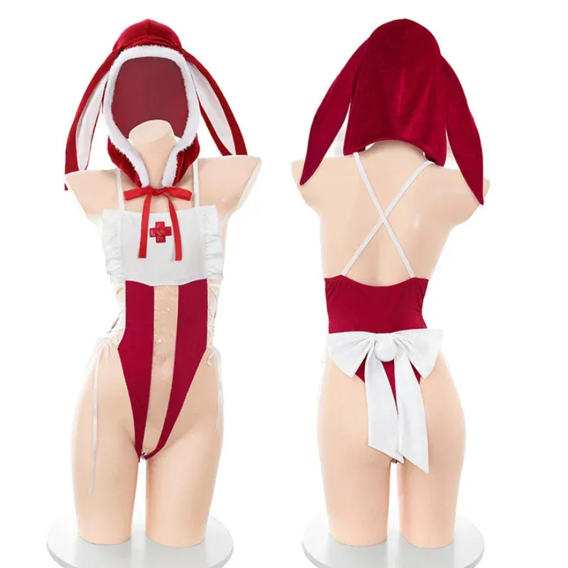 Holiday Bunny Nurse Bodysuit