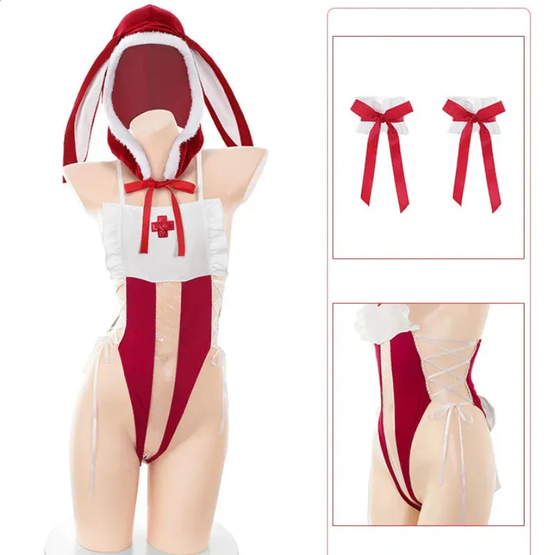 Holiday Bunny Nurse Bodysuit