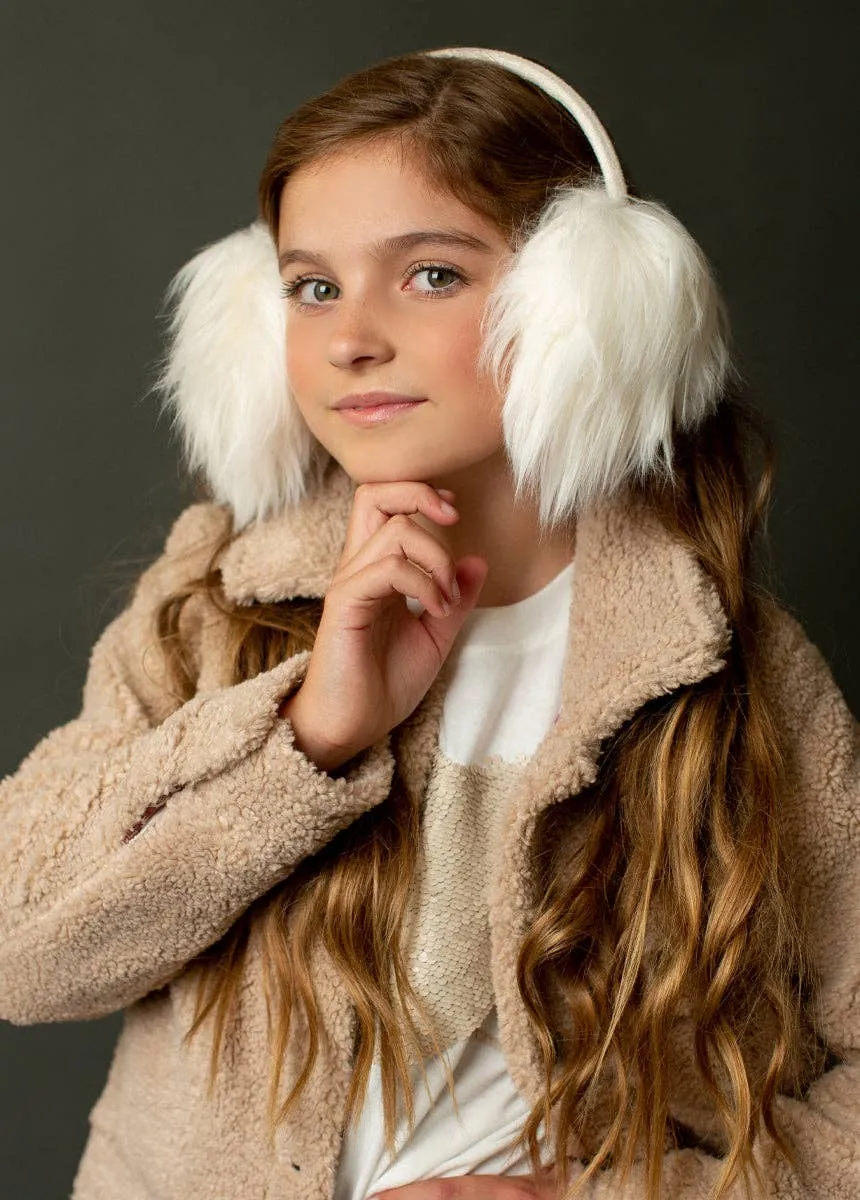 Joyfolie Ellie Girls Faux Fur Earmuffs In Ivory