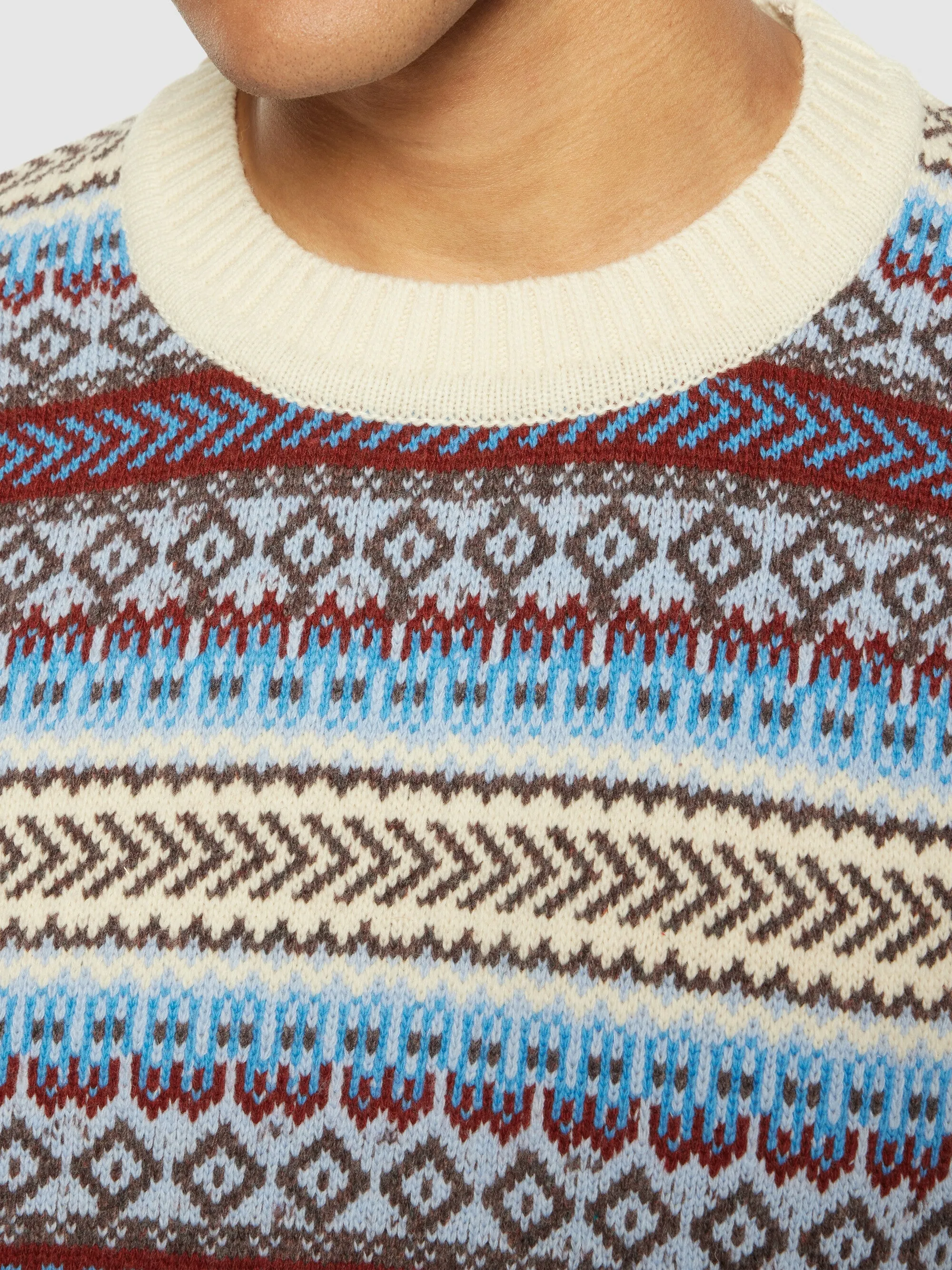 Knitted Fair Isle crew neck - RWS - Multi color stripe