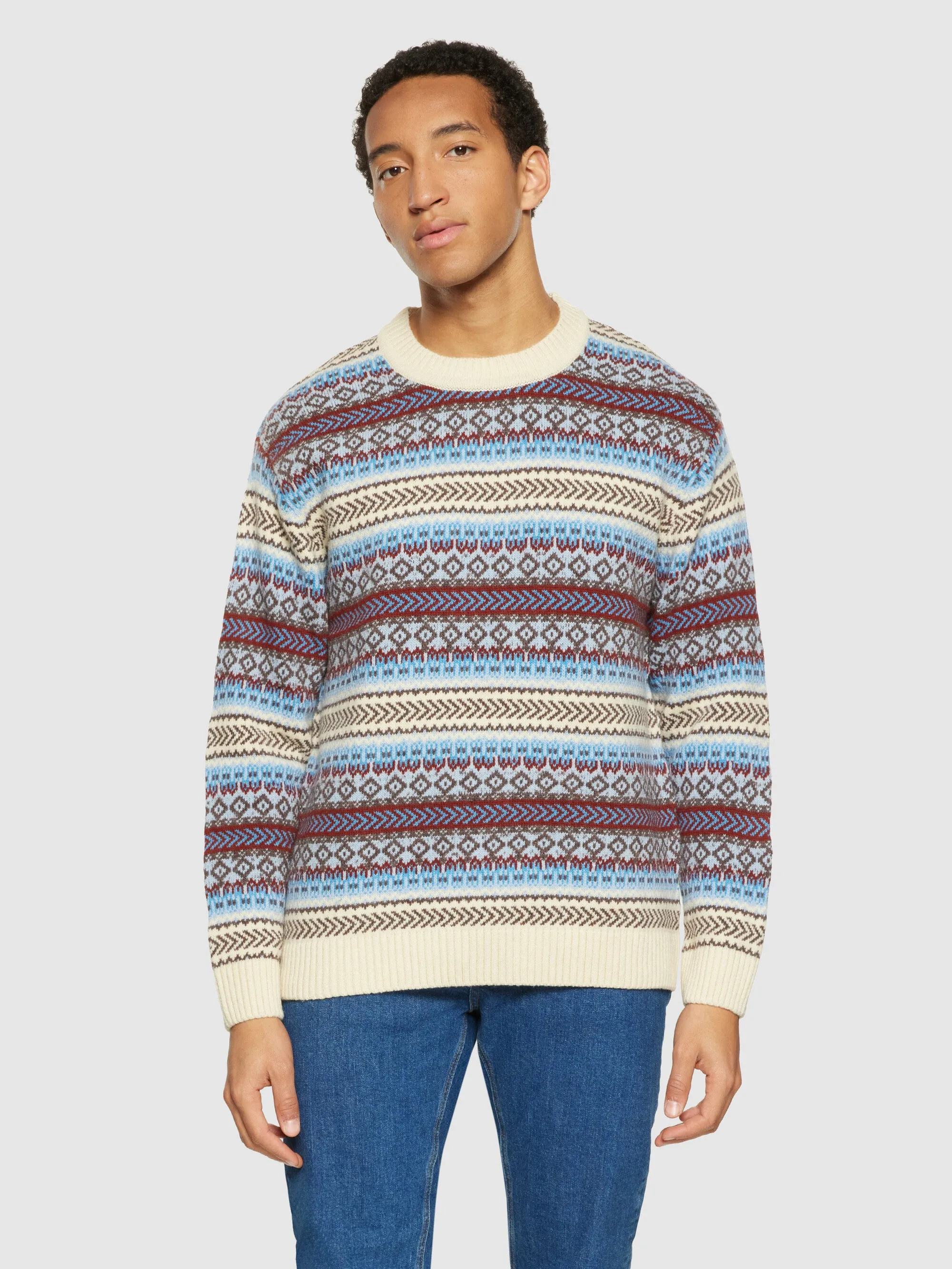 Knitted Fair Isle crew neck - RWS - Multi color stripe