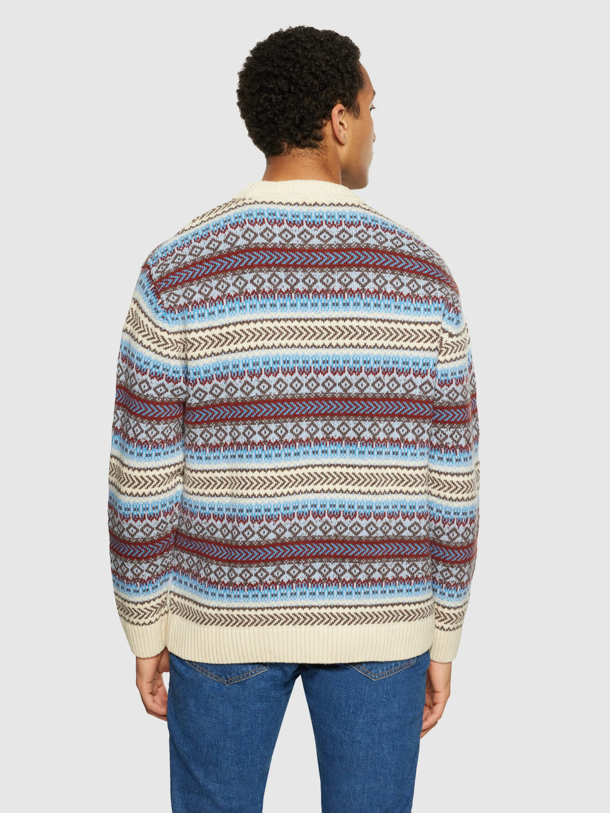 Knitted Fair Isle crew neck - RWS - Multi color stripe