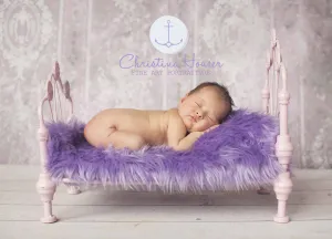 Lavender Purple Mongolian Faux Fur Photography Prop Rug Newborn Baby Toddler